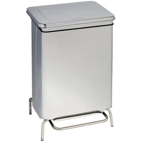 Conteneur statique à pedale anti-feu inox brillant - 70 L