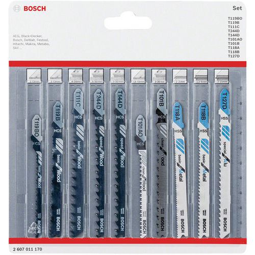 Set de 10 lames Bois et Métal JSB 83 - 92 - 100 mm - Bosch