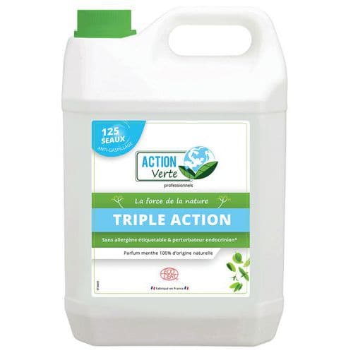 Action Verte triple action menthe sols concentré Ecocert 5L - Lot de 4 bidons