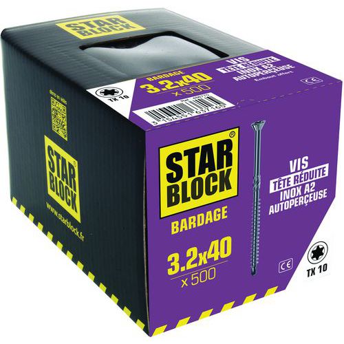 Vis bardage à tête réduite crantée Torx - Boîte de 500 - Starblock