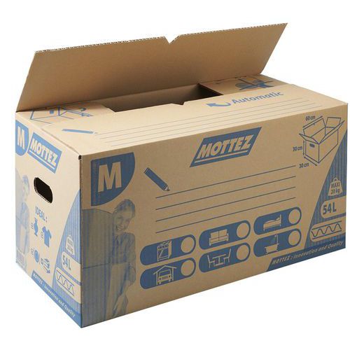 Carton à simple cannelure et mixage possible - 54L et 96L Mottez