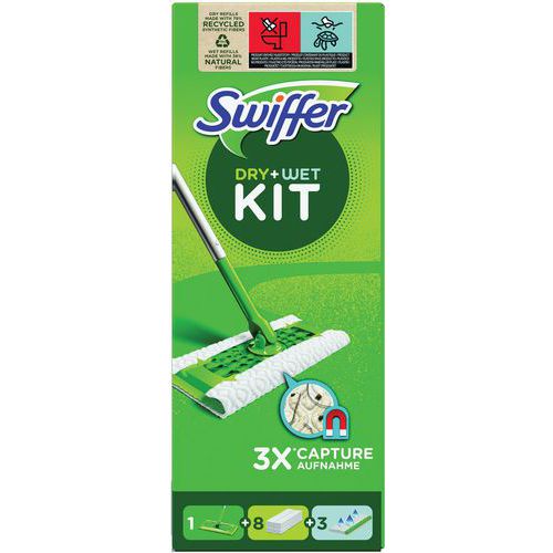 Kit balai et lingettes 8 sèches/3 humides - Swiffer