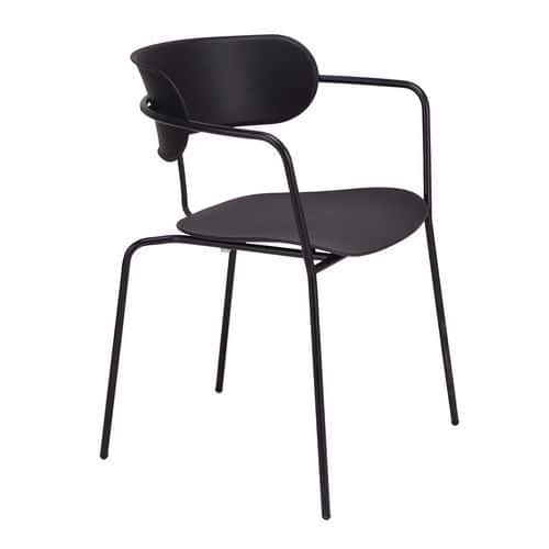 Lot de 4 chaises bistro - Pied noir / Assise noire - Meet By Paperflow