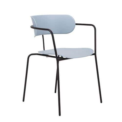 Lot de 4 chaises bistro - Pied noir / Assise bleue - Paperflow