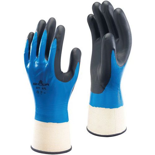 Gants grip polyvalents 377-Enduction complète mousse de nitrile_Showa