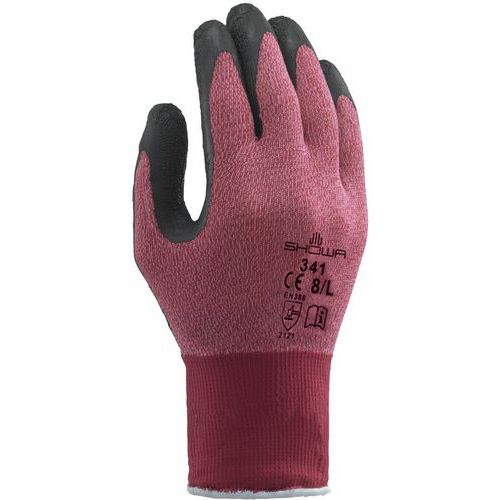 Gants grip polyvalents 341RB rouge - Enduction latex _Showa