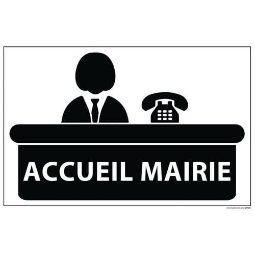 Signalétique information accueil mairie+ symbole fond blanc 300 x 200 mm