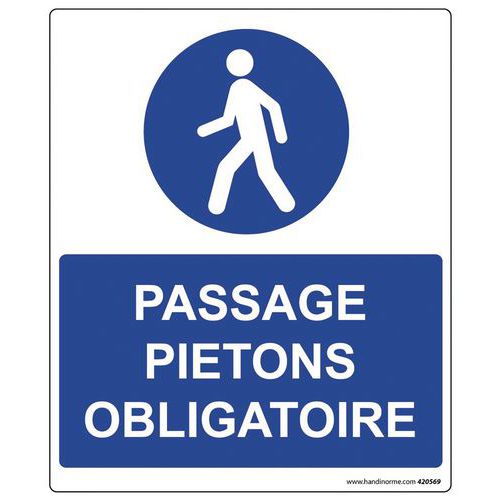 Panneau rectangulaire de sécurité passage piéton obligatoire