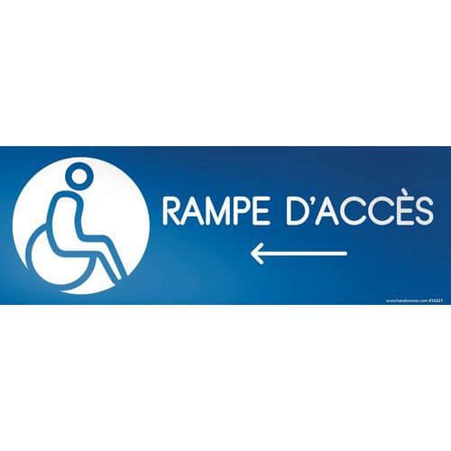 Panneau Design rampe d'accès flèche gauche + picto handicapé