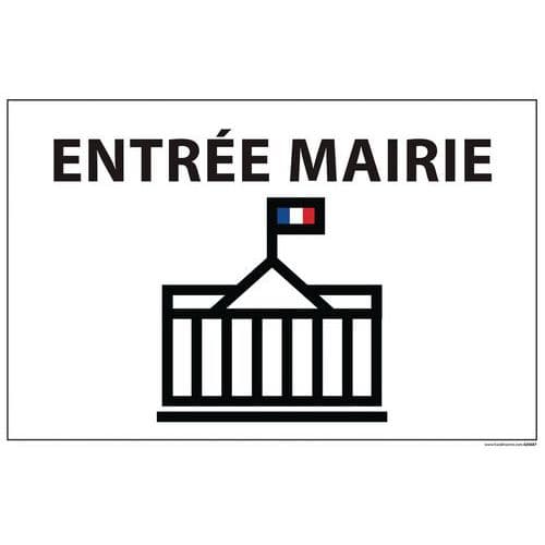 Signalisation information entrée mairie+ symbole fond blanc 300 x 200 mm