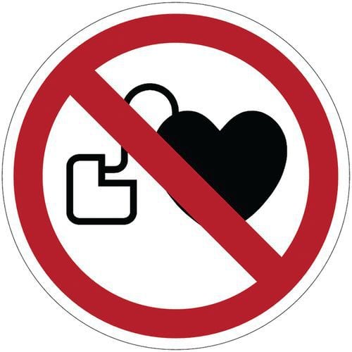 Panneau interdiction - Personnes avec stimulateur cardiaque - Adhésif