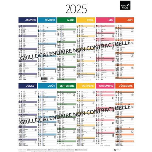 Calendrier vertical Arc en ciel 12 mois - Année 2025 - Quo Vadis