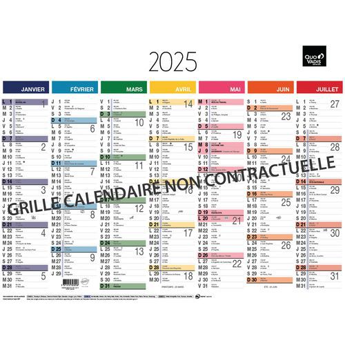 Calendrier banque Arc en ciel - 55 x 40,5cm - Année 2025 - Quo Vadis