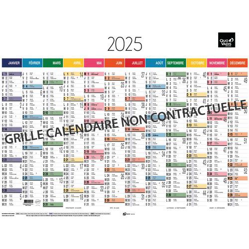 Calendrier annuel horizontal Arc en ciel - Année 2025 - Quo Vadis