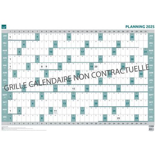 Calendrier planning annuel - 90 x 63 cm - Année 2025 - Quo Vadis