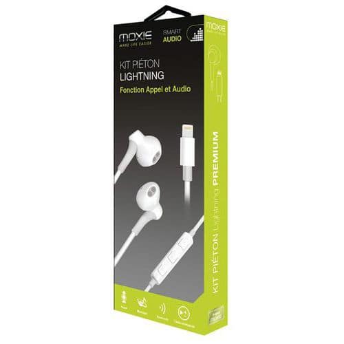 Kit piéton stéréo Lightning iPhone 7/8, X/XS, XR, XS Max - Moxie