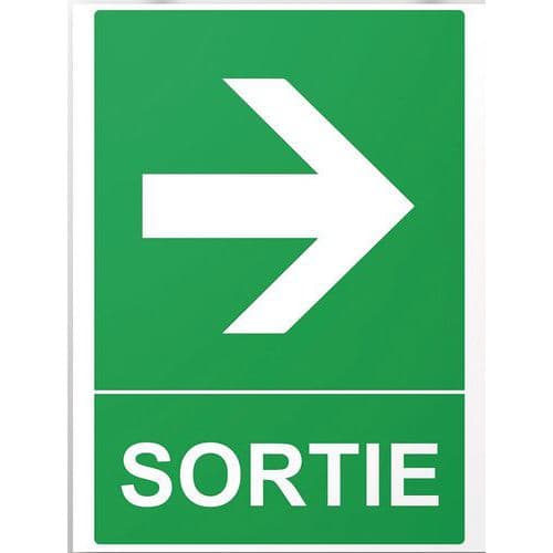 Panneau rectangulaire de sécurité sortie flèche droite