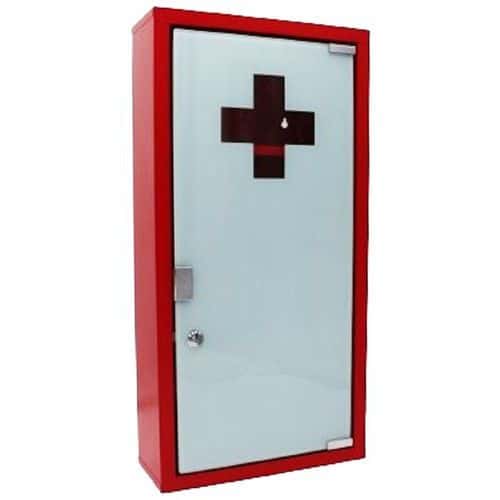 Armoire à pharmacie en métal rouge laqué - 3 étagères - Farmor