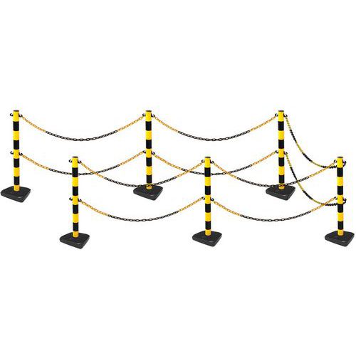 Poteau double chaîne sur socle - Kit 6 poteaux - Manutan Expert