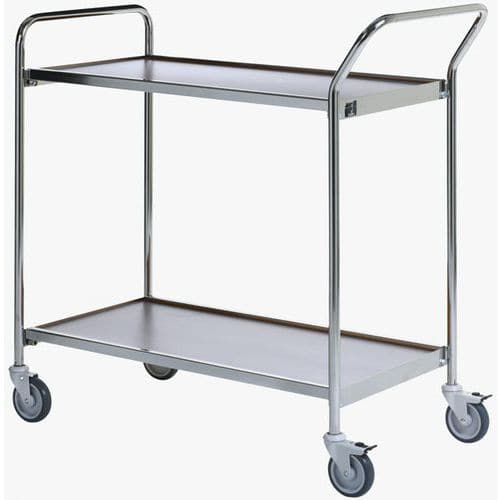 Table roulante chrome - 2 plateaux - Capacité 150 kg