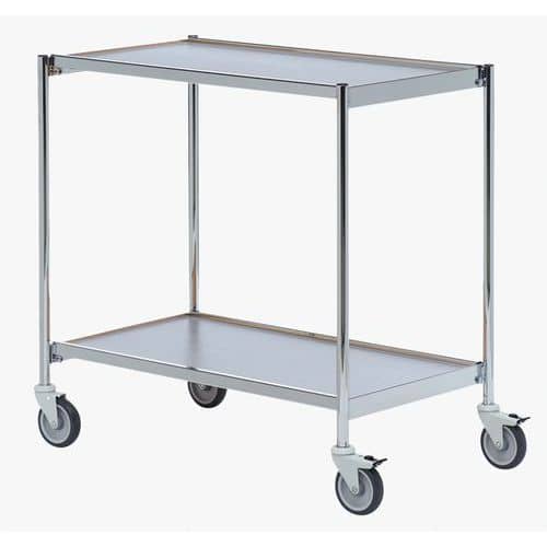 Table roulante chrome - 2 plateaux - Capacité 150 kg