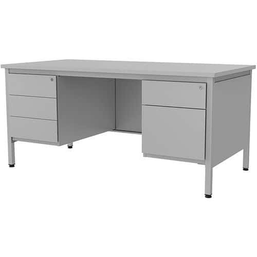 Bureau droit Confort 2 - Avec 2 caissons - Gris clair