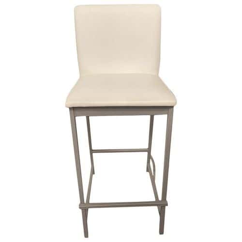 Tabouret haut d'occasion en similicuir blanc - Luisina