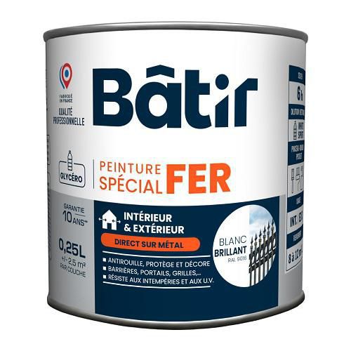 Peinture antirouille spécial fer Brillant - 0,25 L - Batir