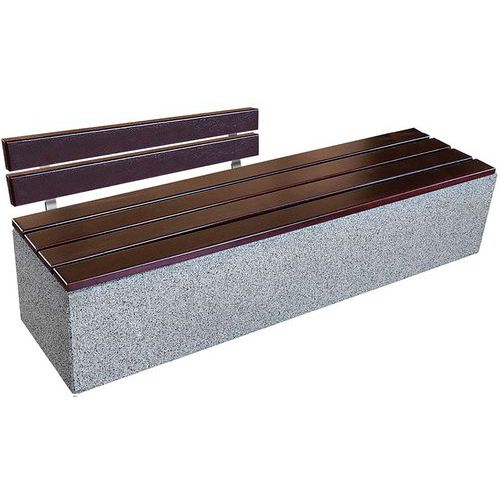 Banc Kube béton granite assise et dossier bois - Benito