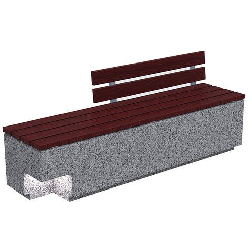 Banc Kube béton granite avec assise et dossier bois + lampe LED - Benito