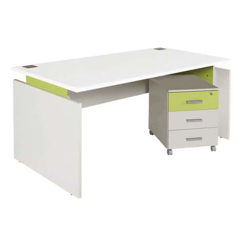 Pack bureau droit Linéo Blanc + caisson mobile Simmob