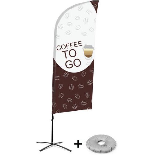 Beach flag avec pied croix Coffee To Go - Anglais - Showdown Displays