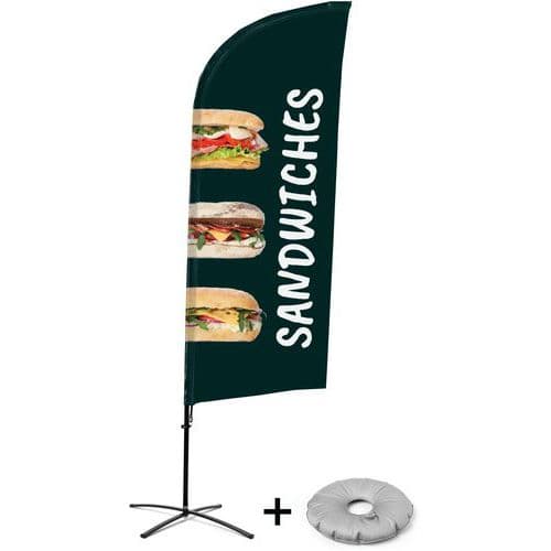 Beach flag avec pied en croix Sandwichs - Anglais - Showdown Displays