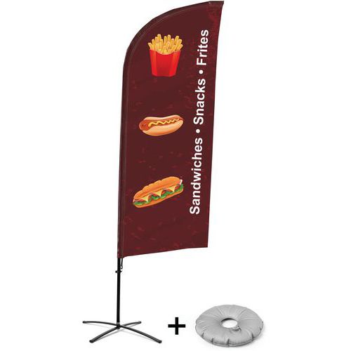 Beach flag avec pied en croix Snacks - Anglais - Showdown Displays