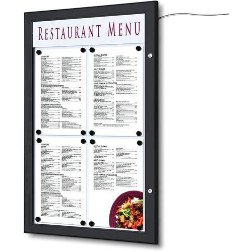 Porte menu mural extérieur LED - Format portrait - Showdown Displays