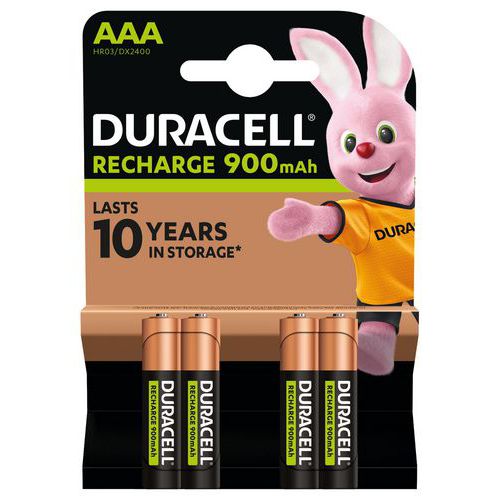 Pile rechargeable 900 mAh AAA LR3 - Pack de 4 - Duracell