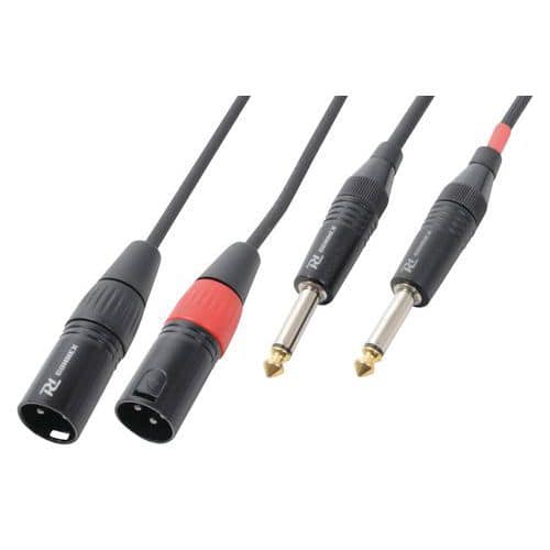 Cordon 2x XLR mâle - 2x jack 6,35 mâle mono 1,5 m Power Dynamics