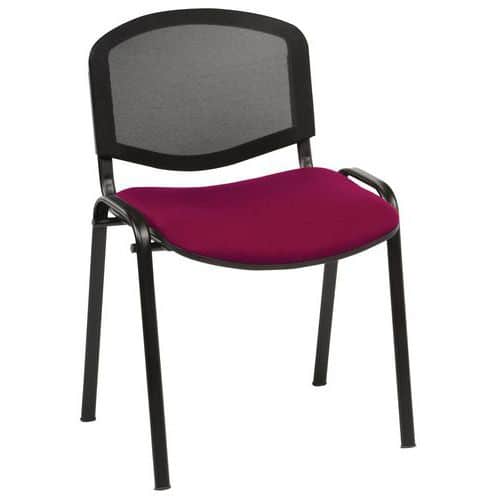 Lot de 5 chaises Bliz piètement noir dossier résille noir assise tissu