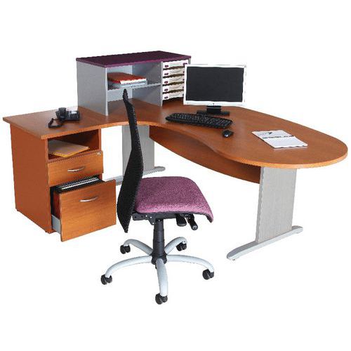 Pack bureau convivial Mercure pieds L + caisson hauteur bureau Simmob