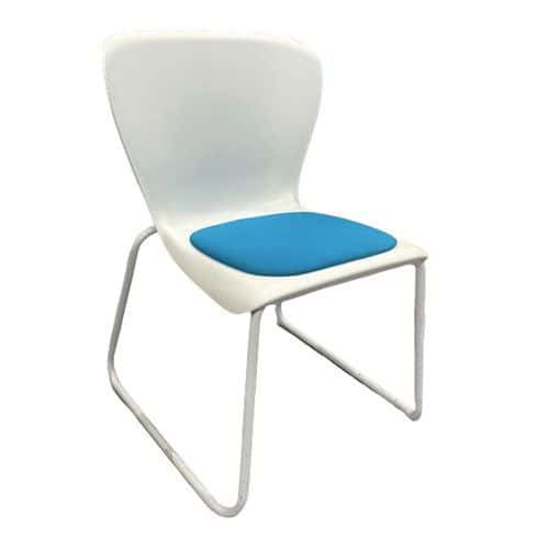 Chaise de réunion d'occasion blanche avec assise bleue