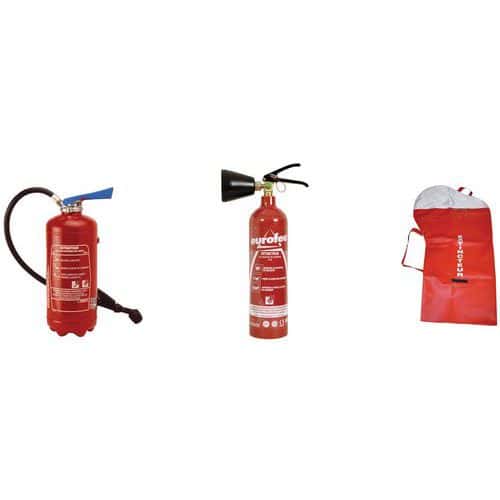 Pack Incendie éco : 2 extincteurs 6 L eau 2L CO2+ housse