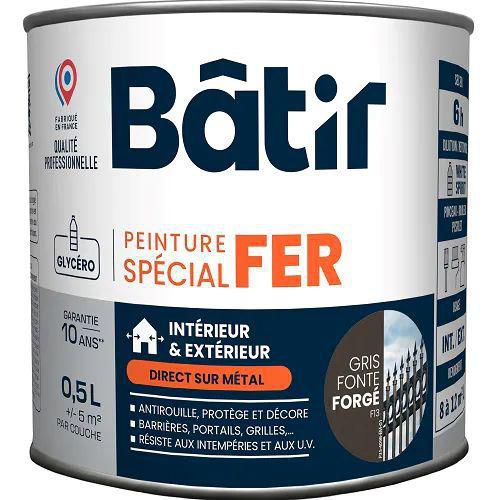 Peinture antirouille spécial fer forgé Brillant -0,5 L - Batir