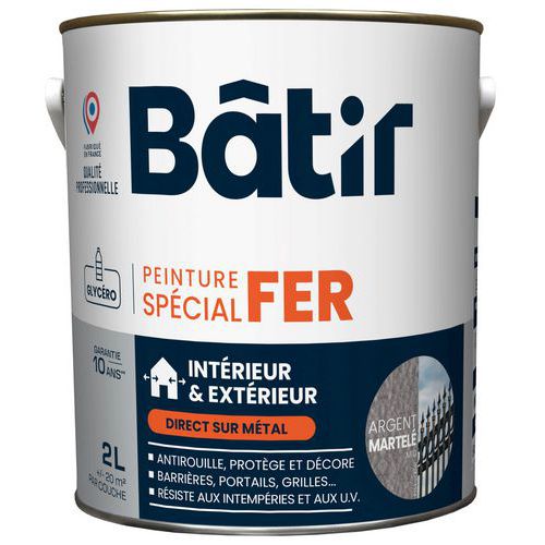 Peinture antirouille spécial fer martelé Brillant -2 L - Batir