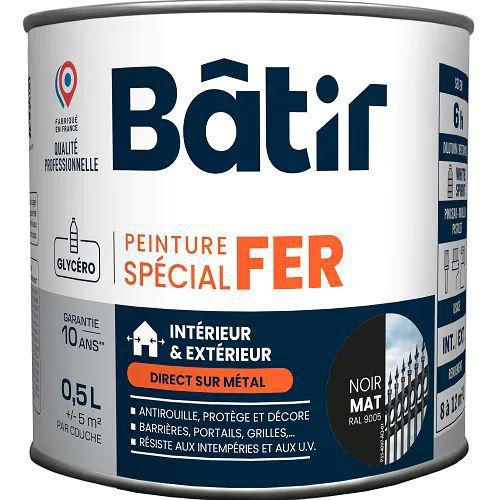 Peinture antirouille spécial fer Mat -0,5 L - Batir