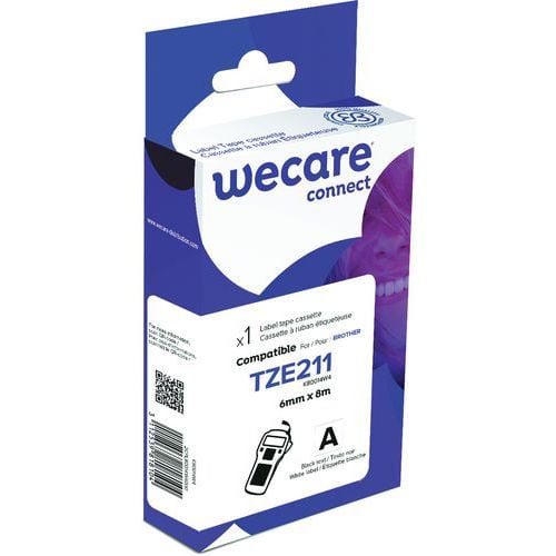 Cassette de ruban pour étiqueteuse Brother - Largeur 6 mm - Wecare