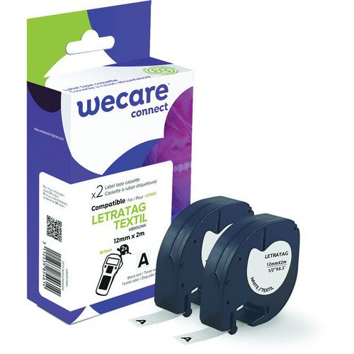 Cassette de ruban pour étiqueteuse Dymo - 12 mm - Lot de 2 - Wecare