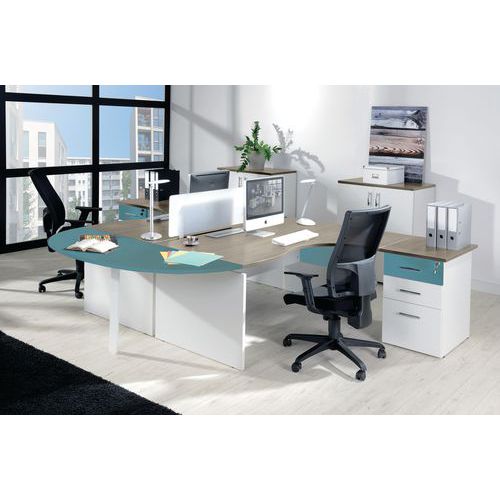 Bureau asymétrique Linéo Chêne Gris Simmob