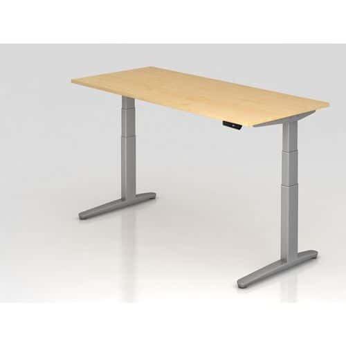 Bureau assis-debout pied argent série XBHM - 180x80 cm - Hammerbacher