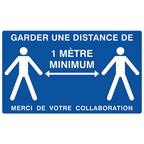 Panneau de signalisation « Garder une distance de 1 m » - Adhésif