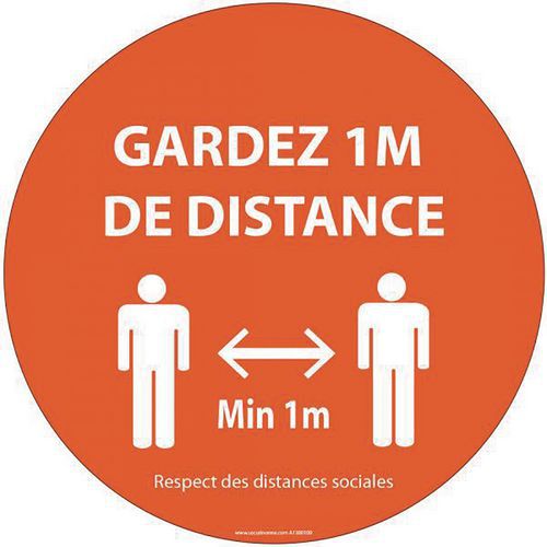 Panneau - Gardez 1m de distance - Rond